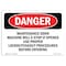 Signmission OSHA Danger, Maintenance Door Machine Will E-Stop If, 5in X 3.5in Decal, 5" W, 3.5" H, Landscape OS-DS-D-35-L-2430 - alternate 1